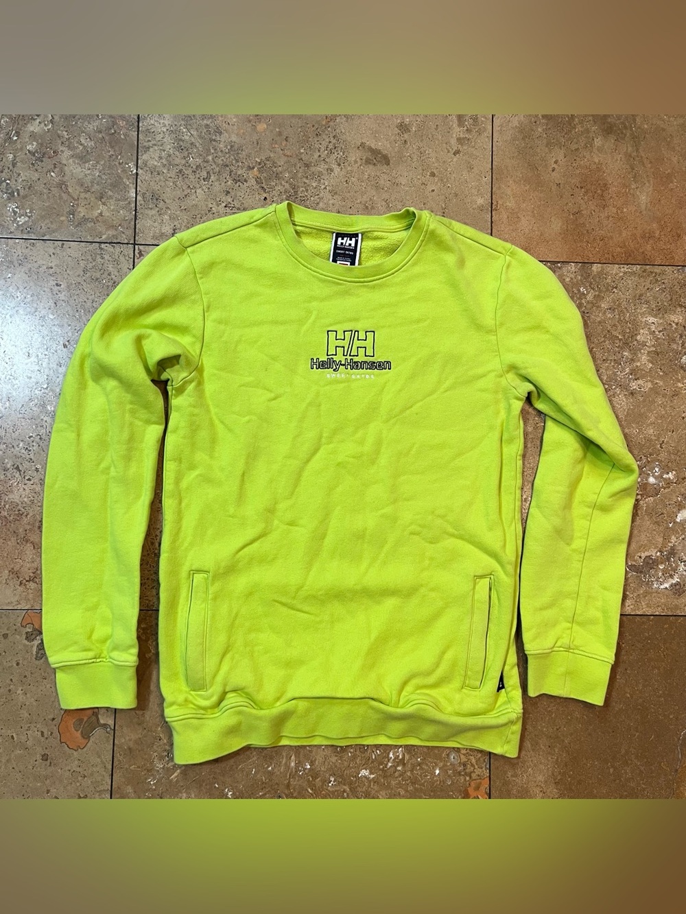 Helly Hansen X Sweet SKTBs Men’s Pullover Sweatshirt Zip Pockets Neon Small